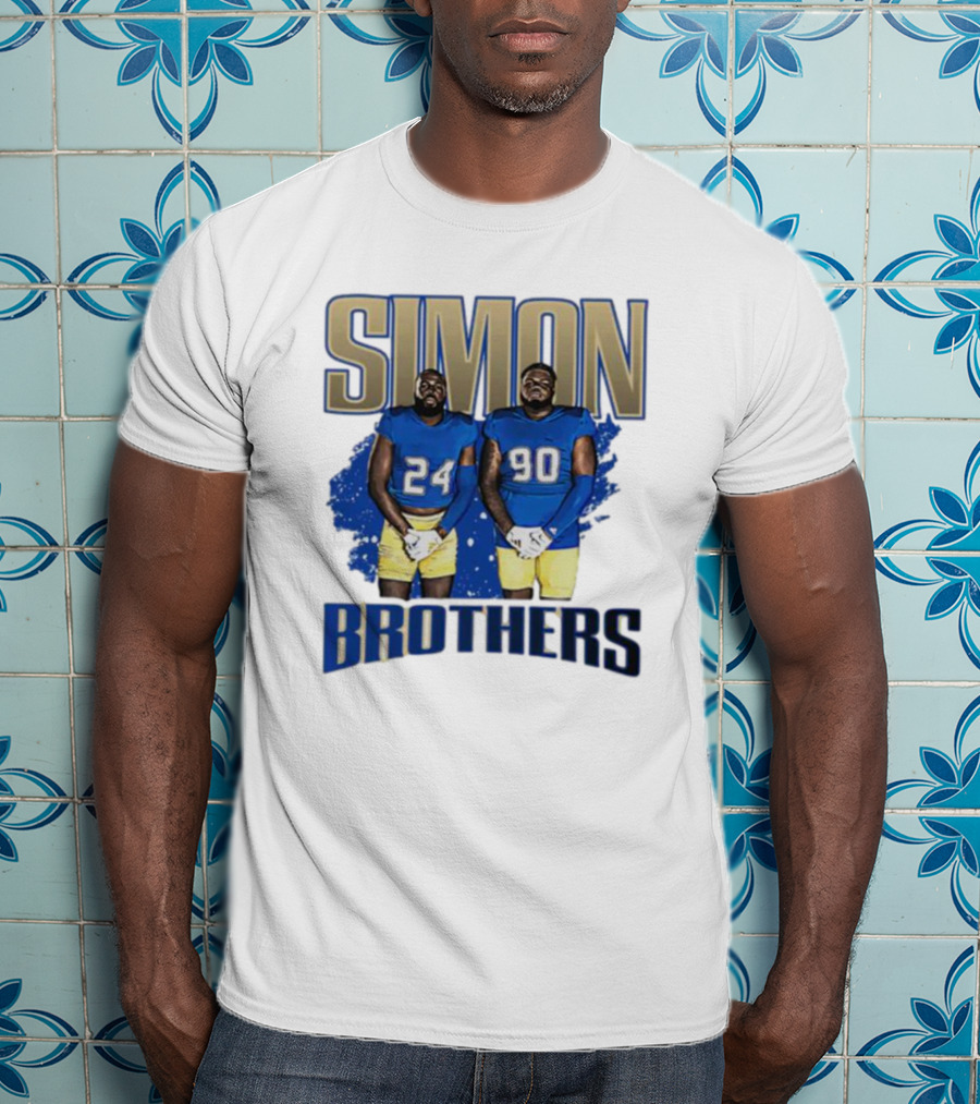 Simon Brothers Gameday 24 90 NFL-Inspired Football Players IN Blue And Gold T-Shirt