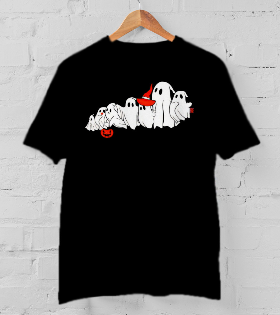 The Boograss State Ghosts Halloween Parade With Witch Hat And Pumpkin T-Shirt