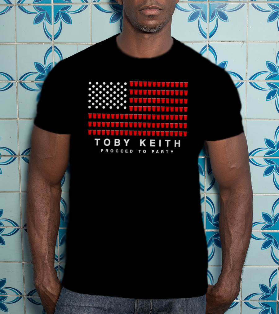 Toby Keith Proceed To Party American Flag Red Cups T-Shirt