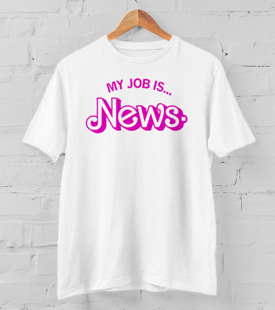 Barbie My Job Is News Bold Pink Retro Letters T-Shirt
