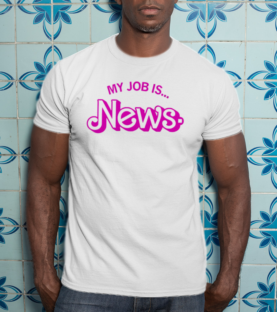 Barbie My Job Is News Bold Pink Retro Letters T-Shirt