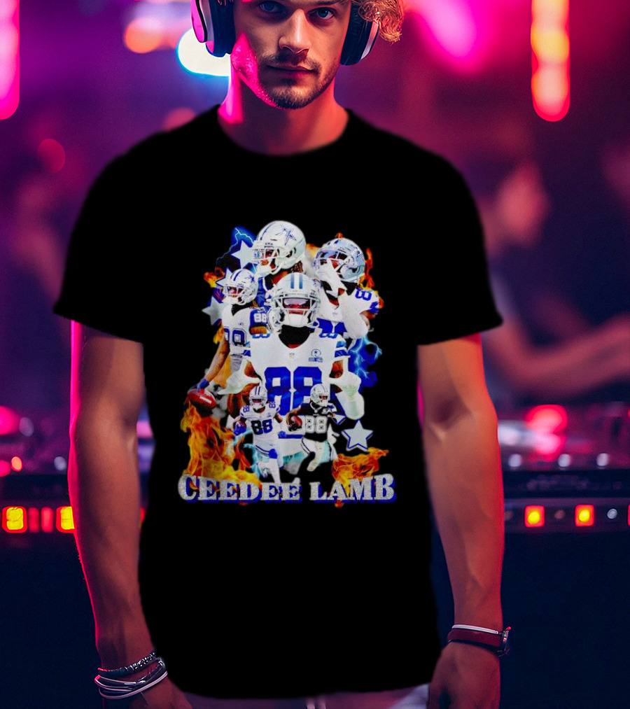 CEEDDEE LAMB 88 Cowboys Fire Stars Collage T-Shirt