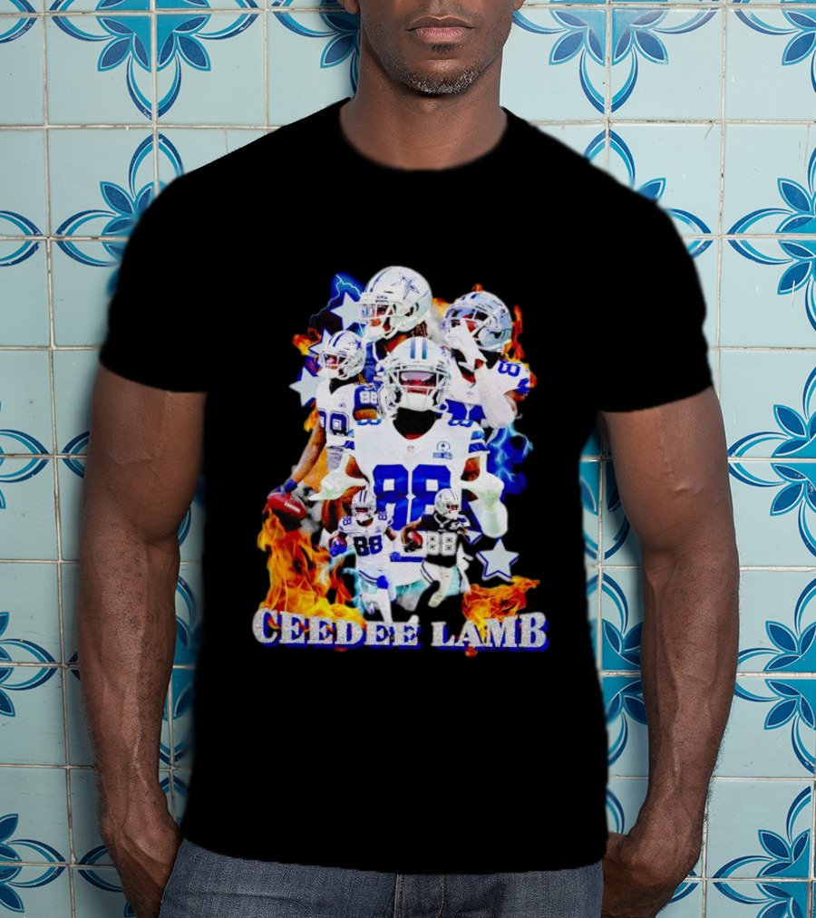 CEEDDEE LAMB 88 Cowboys Fire Stars Collage T-Shirt
