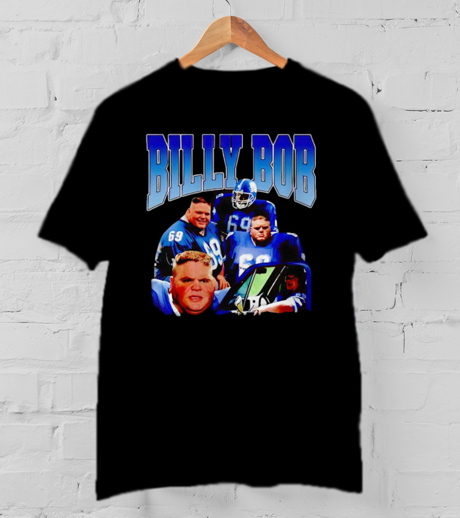 Billy Bob Blue Jerseys Number 69 Football Player Montage T-Shirt