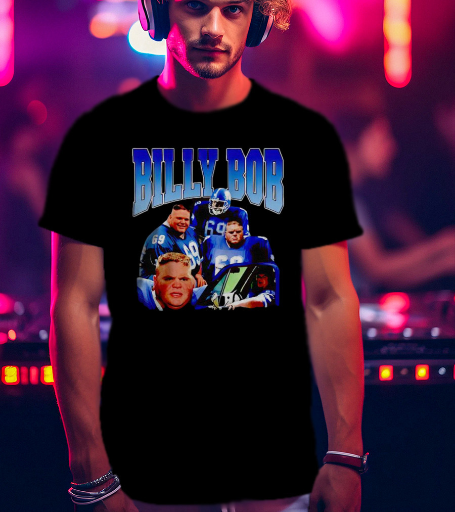 Billy Bob Blue Jerseys Number 69 Football Player Montage T-Shirt