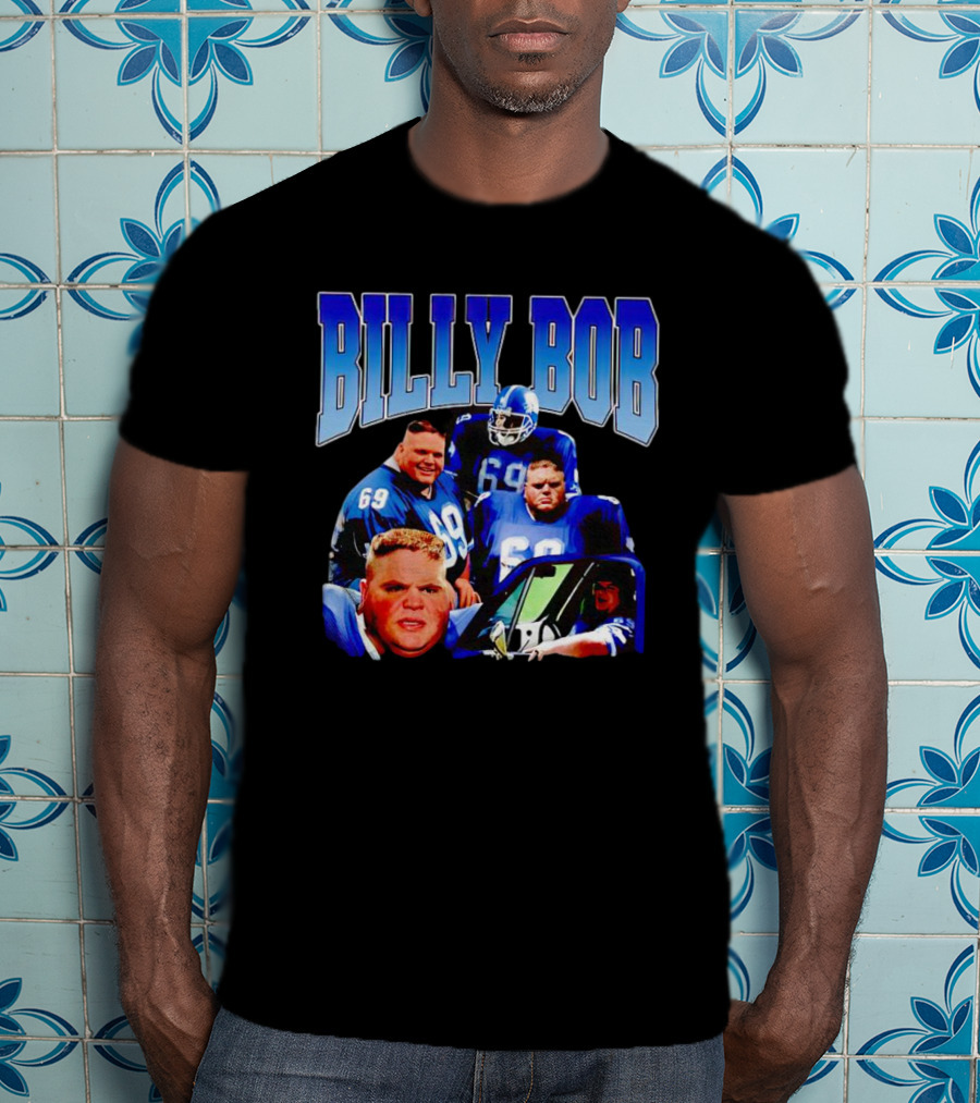 Billy Bob Blue Jerseys Number 69 Football Player Montage T-Shirt