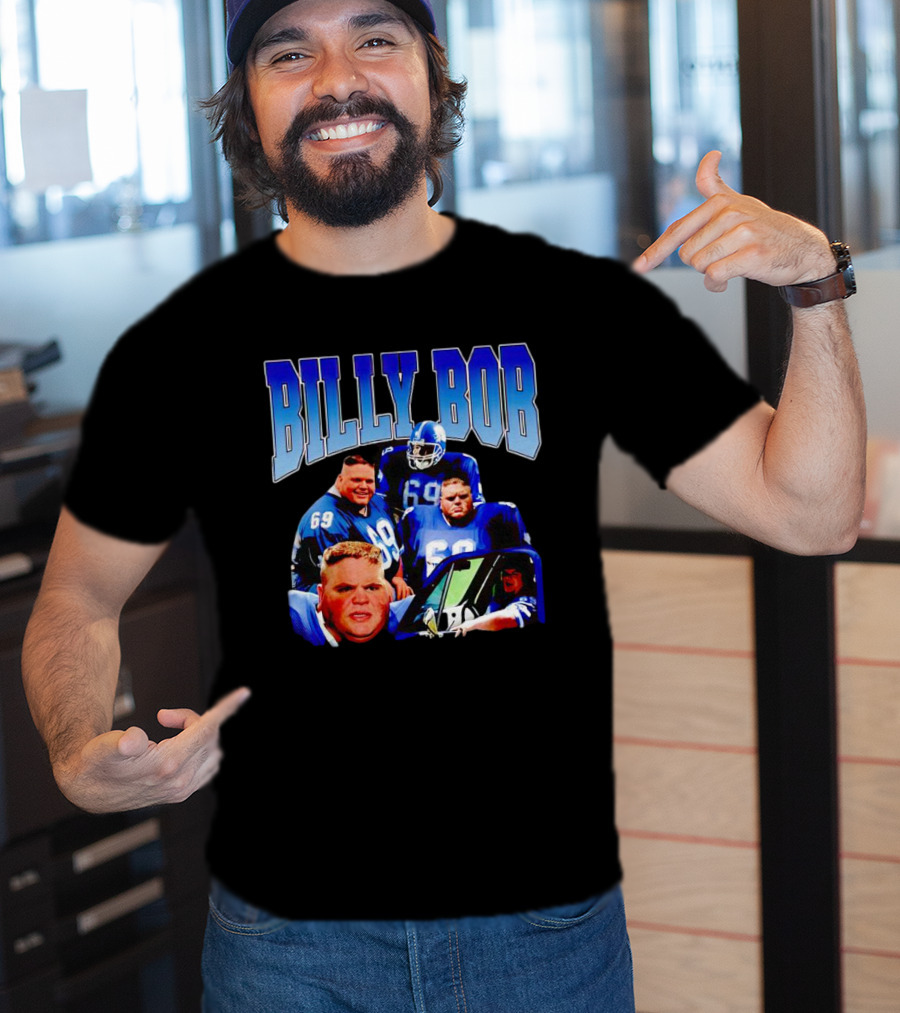 Billy Bob Blue Jerseys Number 69 Football Player Montage T-Shirt