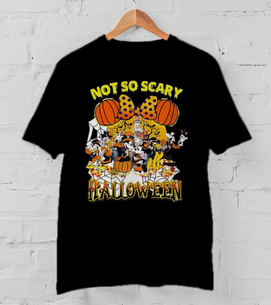 Not So Scary Halloween Disney Characters Pumpkins And Polka Dots T-Shirt