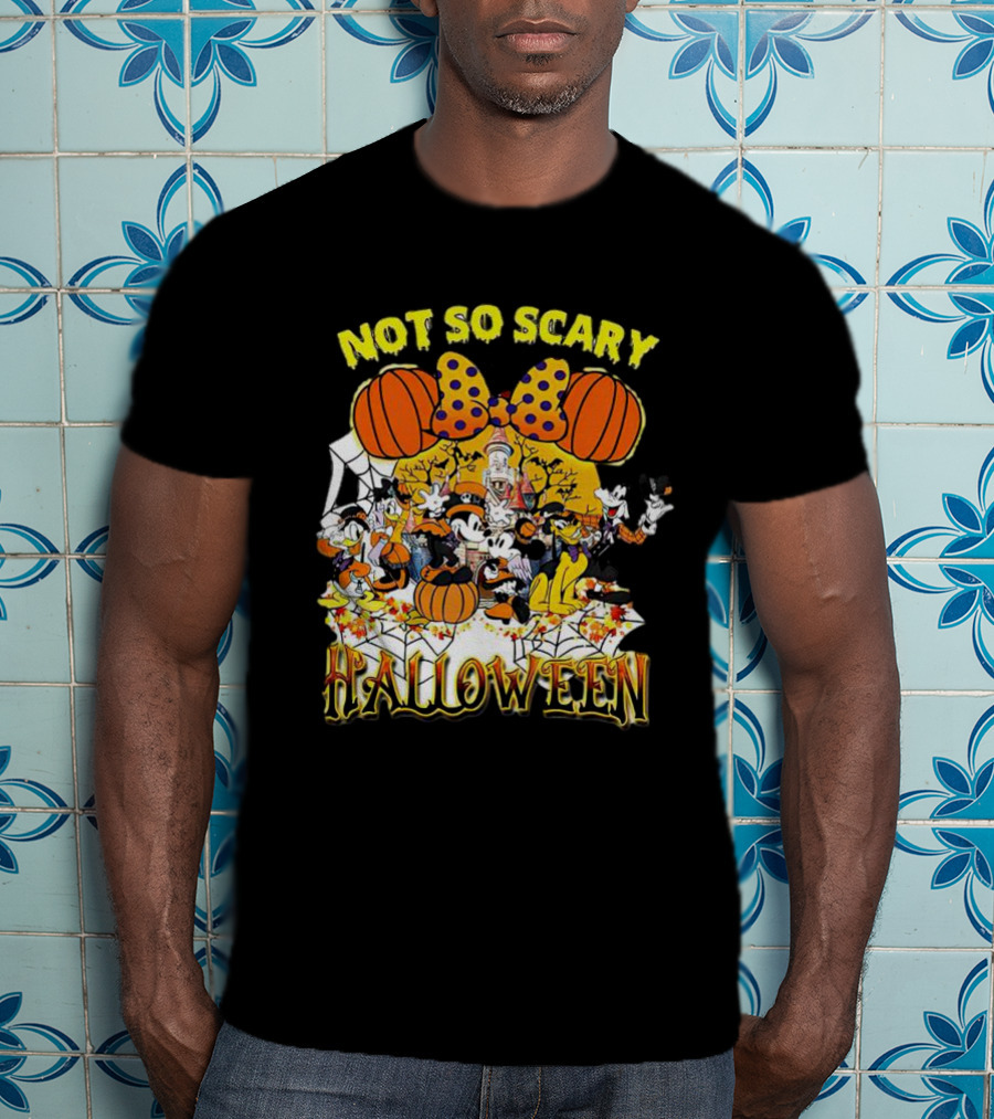 Not So Scary Halloween Disney Characters Pumpkins And Polka Dots T-Shirt