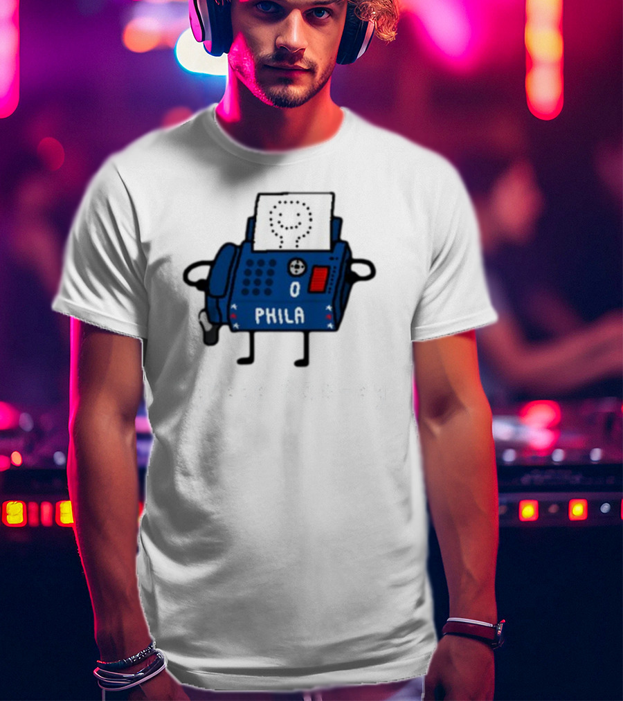 Tyrese Fax-Ey Phila Blue Fax Machine Character T-Shirt