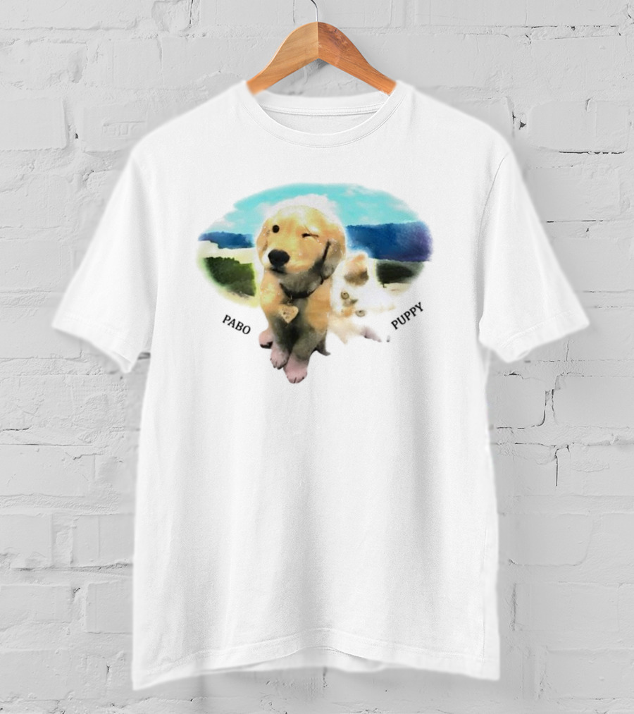 Pabo Puppy And Cat In Scenic Landscape T-Shirt