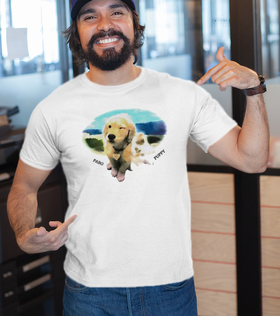 Pabo Puppy And Cat In Scenic Landscape T-Shirt