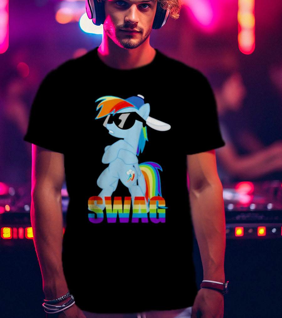 Rainbow Dash Swag With Pony And Cap T-Shirt
