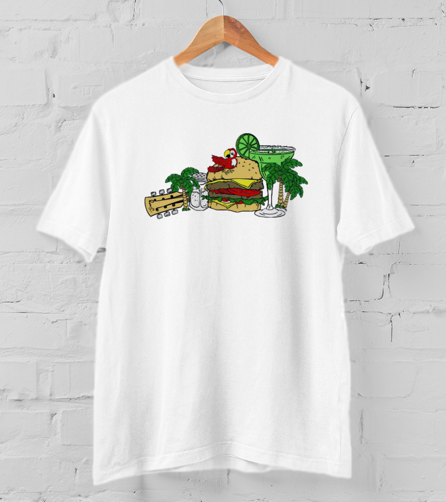 Cheeseburger Parrot Kentucky Palm Trees Margarita Guitar Elements T-Shirt
