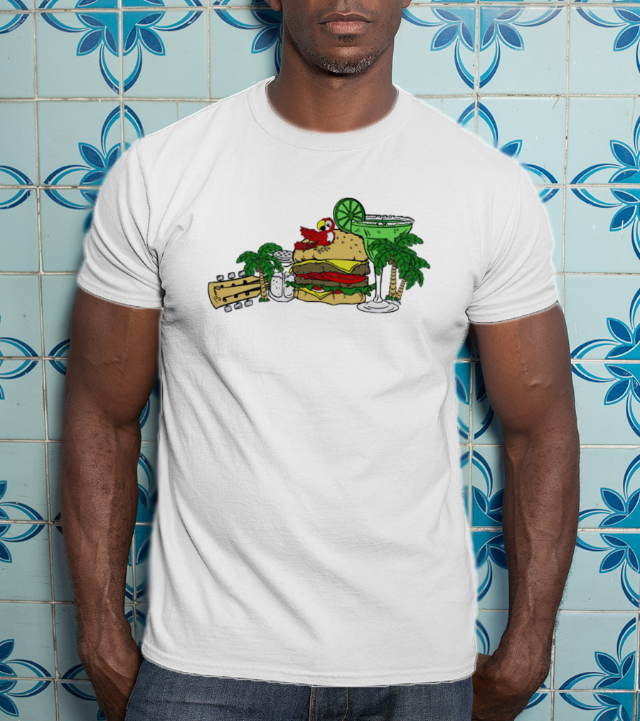 Cheeseburger Parrot Kentucky Palm Trees Margarita Guitar Elements T-Shirt