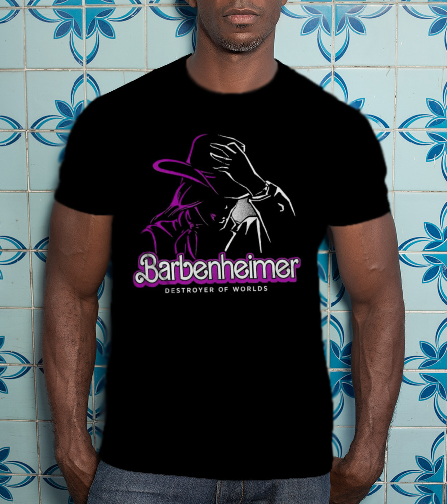 Barbenheimer Destroyer Of Worlds Shadowed Figure With Hat T-Shirt