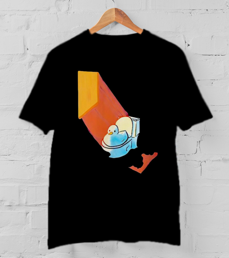 Duck Sitting In Bathroom Corner With Shadow Reflection T-Shirt