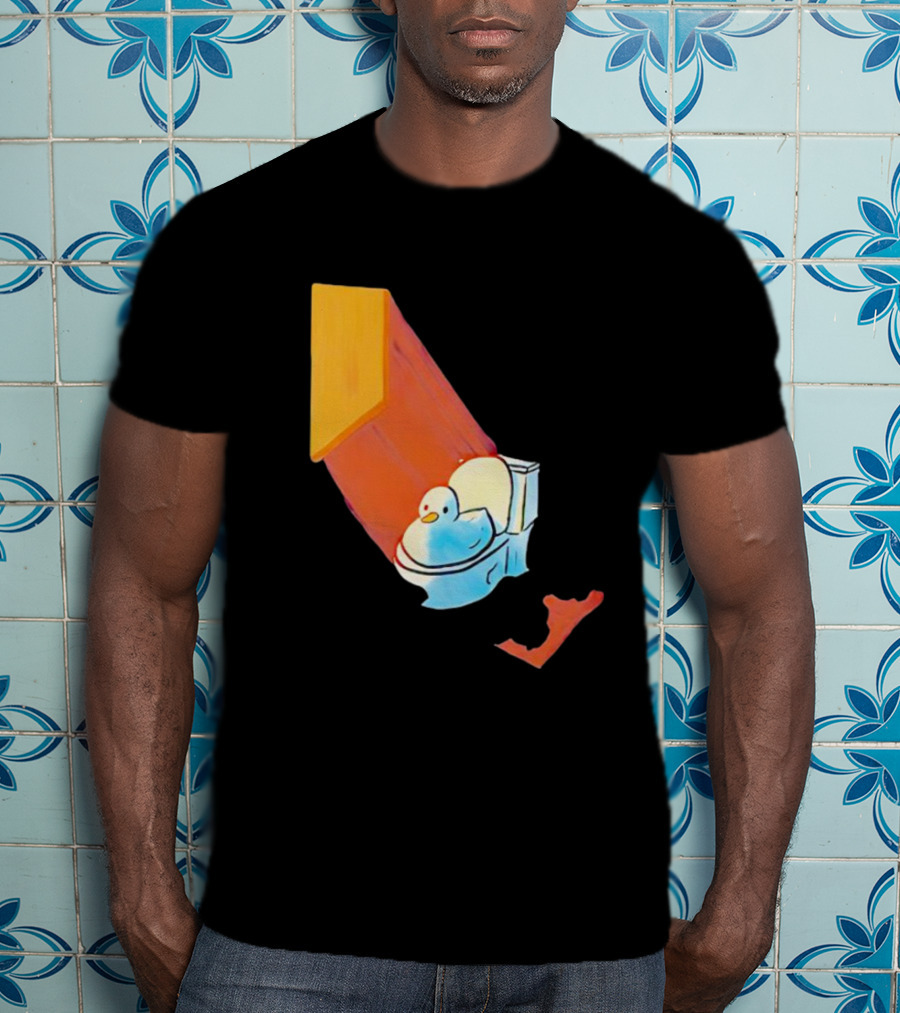 Duck Sitting In Bathroom Corner With Shadow Reflection T-Shirt