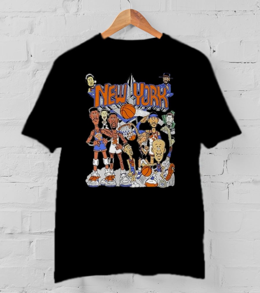 New York Knicks All-Stars Basketball Characters Cartoon T-Shirt