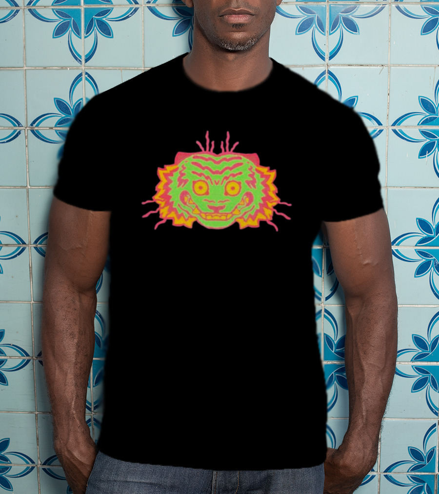 Office Papajoolia Tiger Pipi Film Face Neon Tiger Face T-Shirt