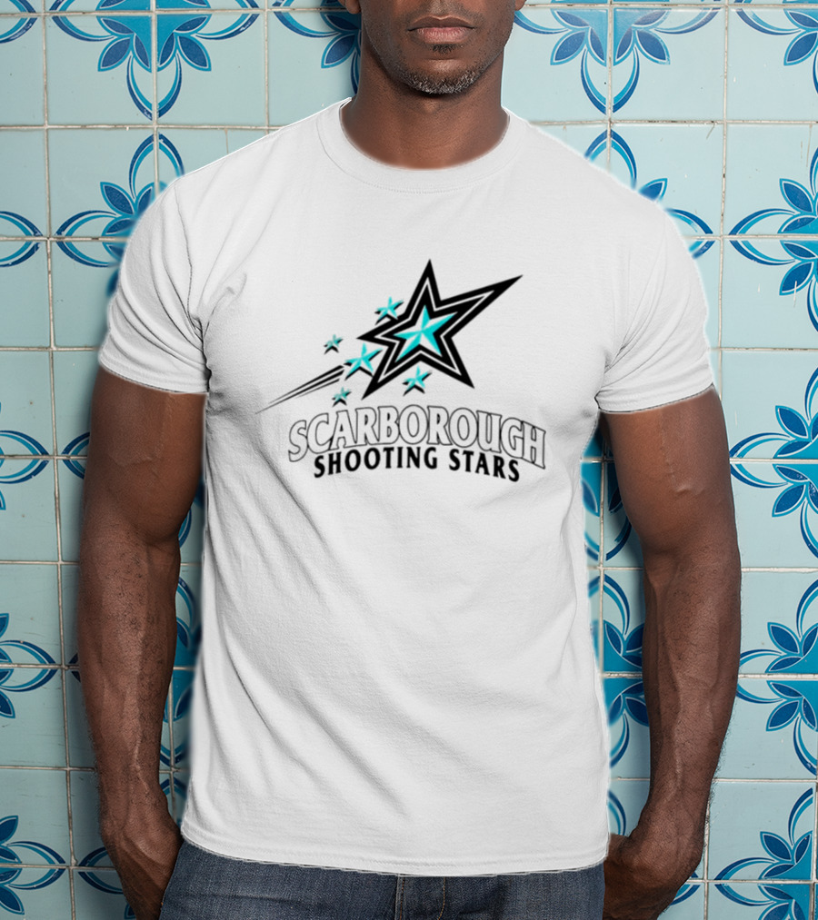 Scarborough Shooting Stars Logo With Teal And Black Starburst T-Shirt