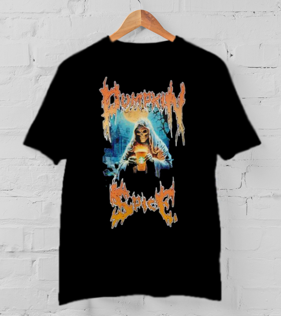 Pumpkin Spice Latte Death Metal Grim Reaper Wavey Goods Co T-Shirt