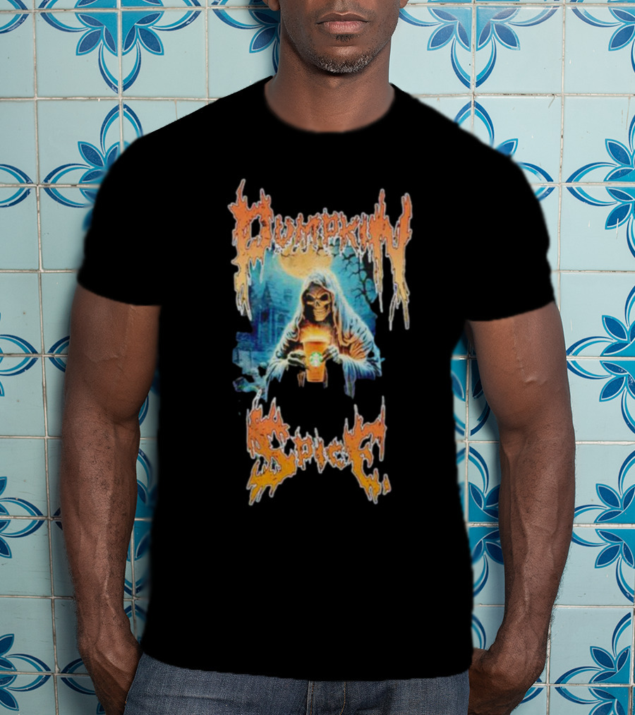 Pumpkin Spice Latte Death Metal Grim Reaper Wavey Goods Co T-Shirt