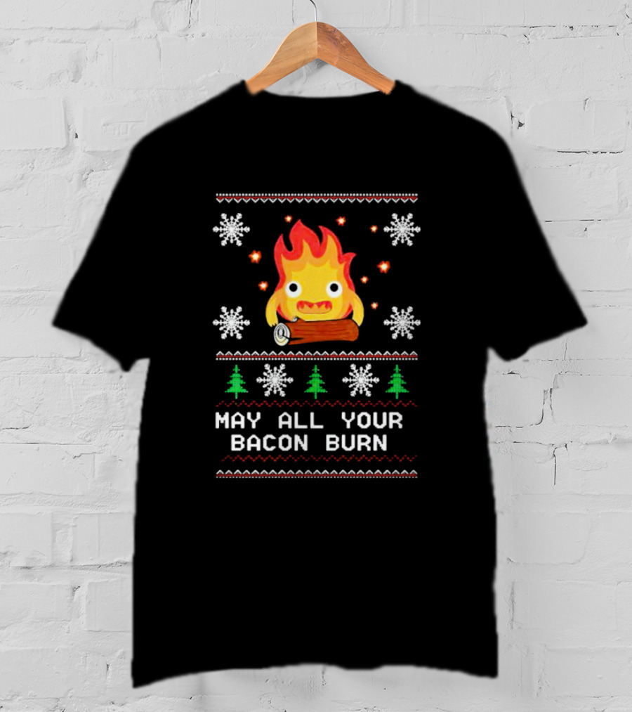Calcifer Christmas May All Your Bacon Burn Ugly T-Shirt