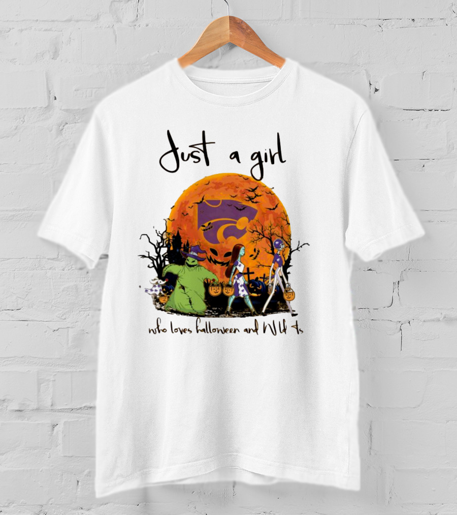 Just A Girl Who Loves Halloween And Kansas State Wildcats The Nightmare Before Christmas T-Shirt
