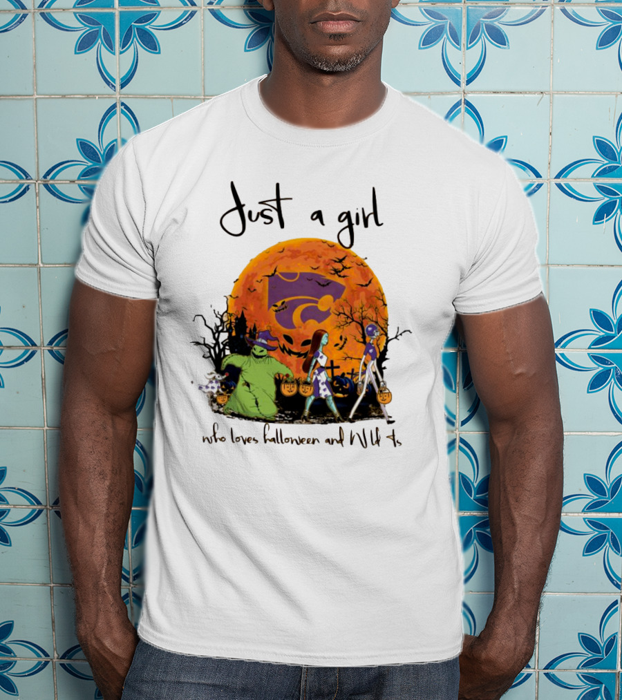 Just A Girl Who Loves Halloween And Kansas State Wildcats The Nightmare Before Christmas T-Shirt