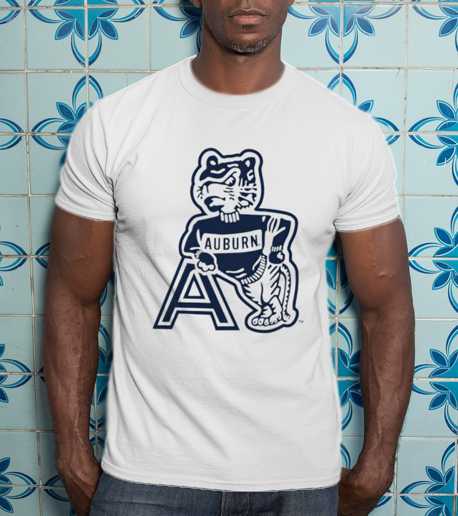 Auburn Tigers Throwback Orange Vintage Logo Tiger With A T-Shirt