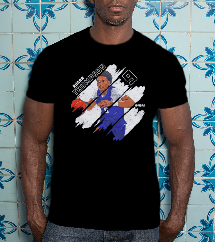 Ausar Thompson 9 Detroit Basketball Stripes NBPA T-Shirt