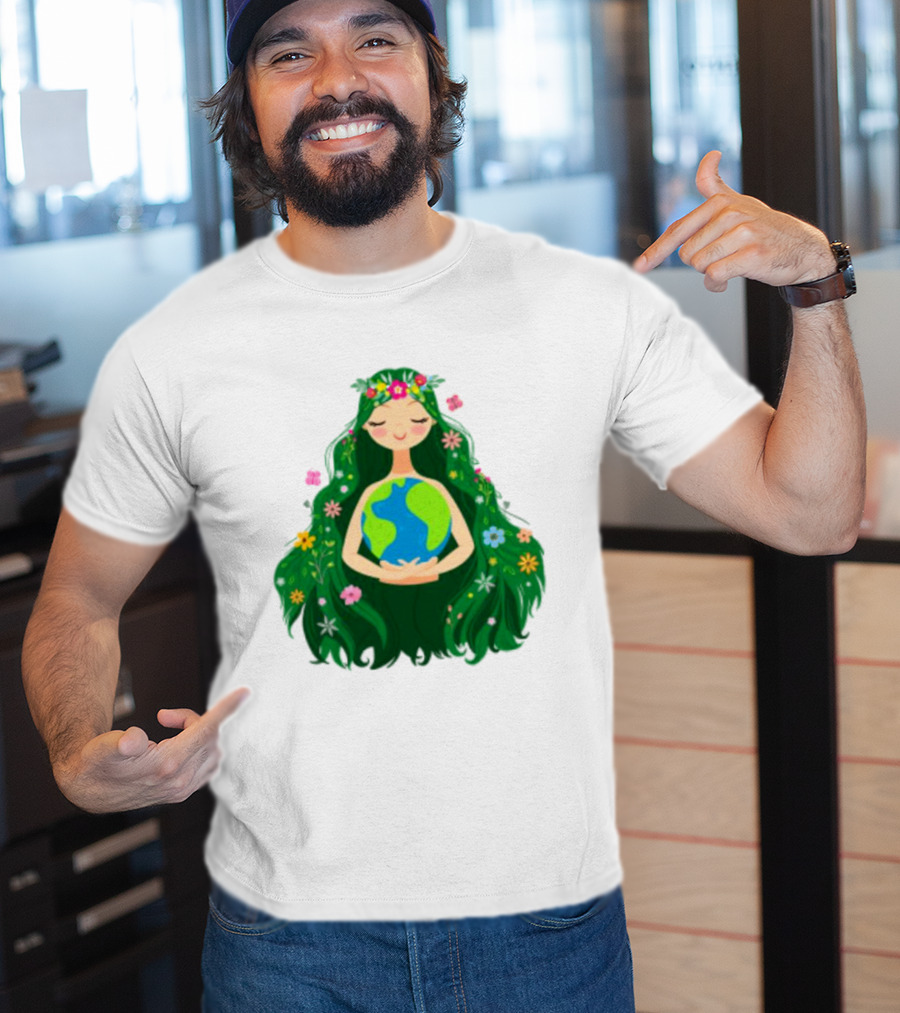 Beautiful Flowing Flower Earth Care Mother Nature Figure T-Shirt