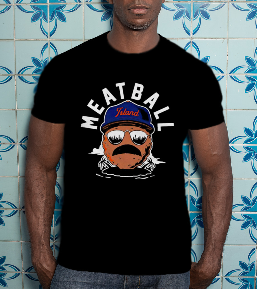 Meatball Island Chicago Skyline Mustache Hat T-Shirt