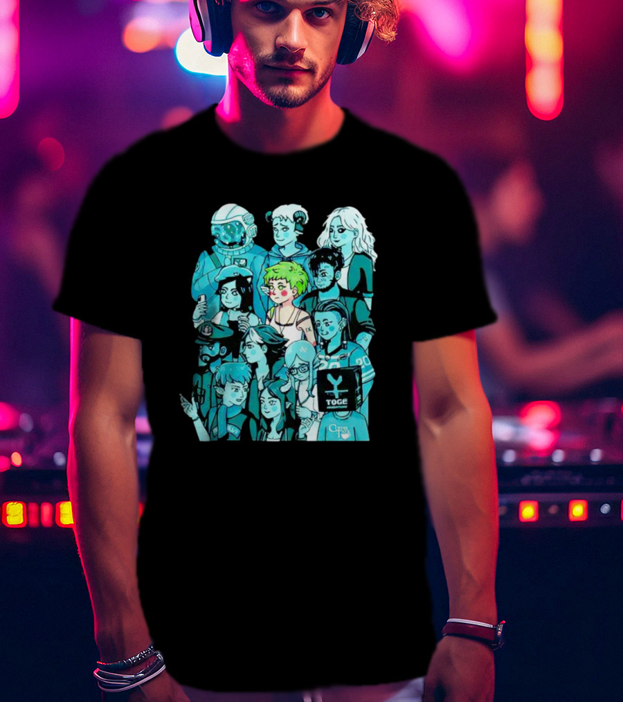 Freya And Friends Colorful Illustration With Togek And Clouy Text T-Shirt