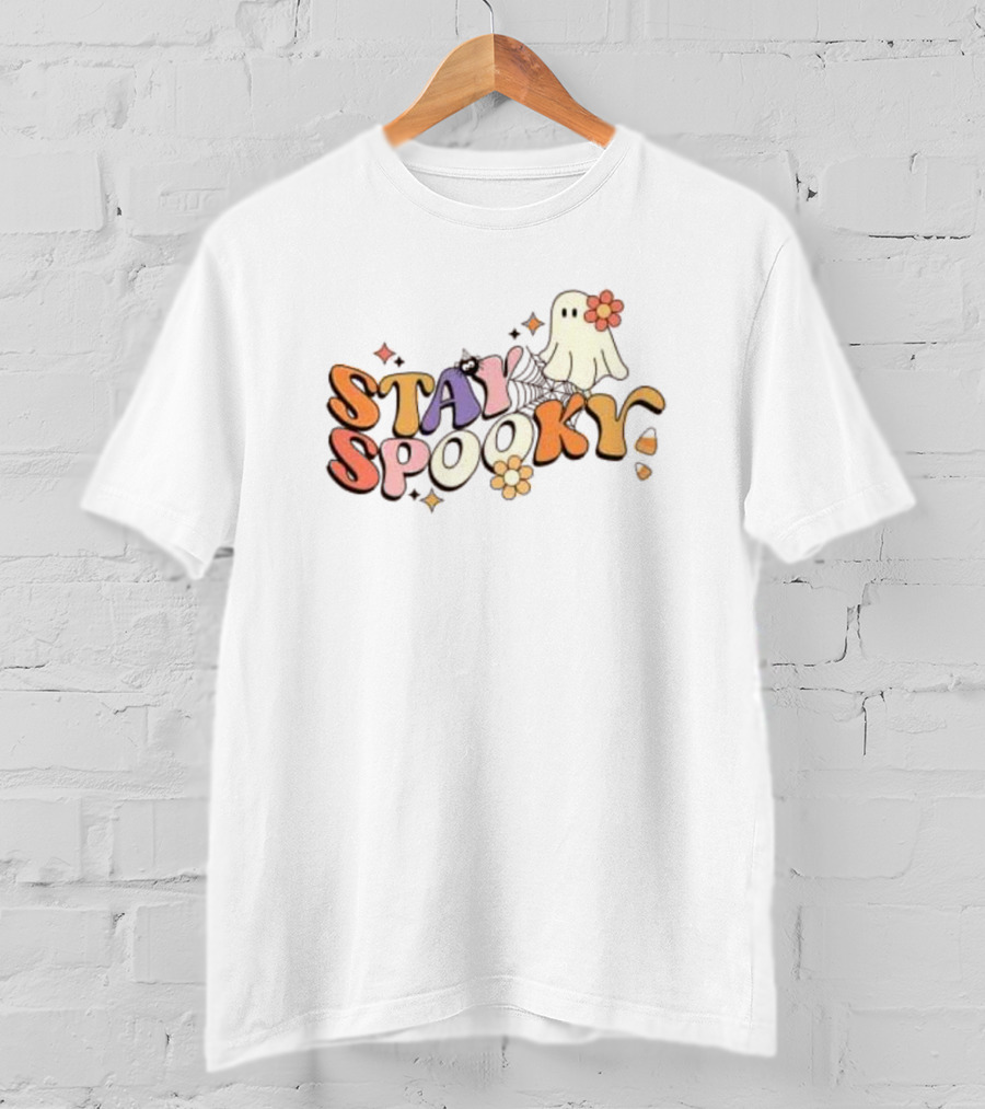 Stay Spooky Ghost With Flowers T-Shirt