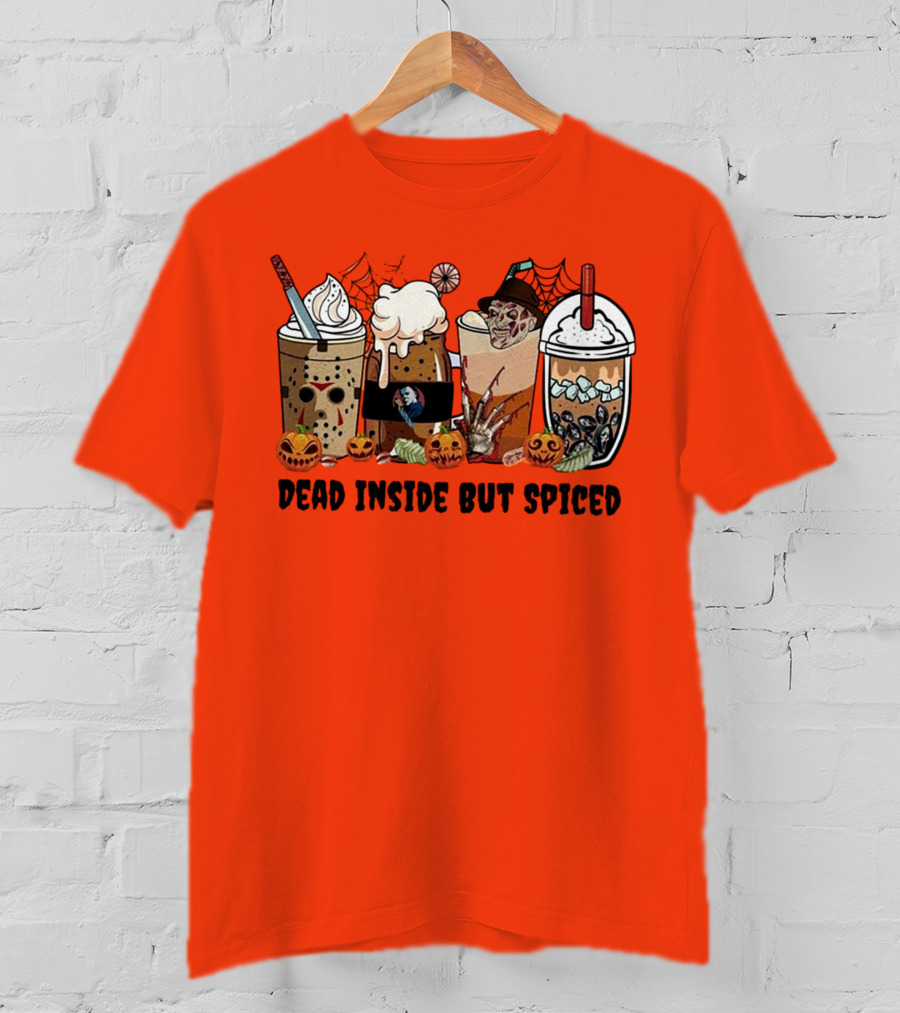 Dead Inside But Spiced Halloween Spooky Pumpkin Latte T-Shirt