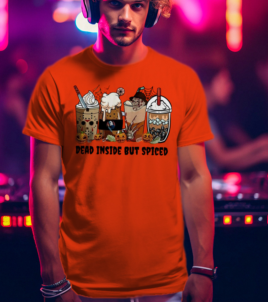 Dead Inside But Spiced Halloween Spooky Pumpkin Latte T-Shirt