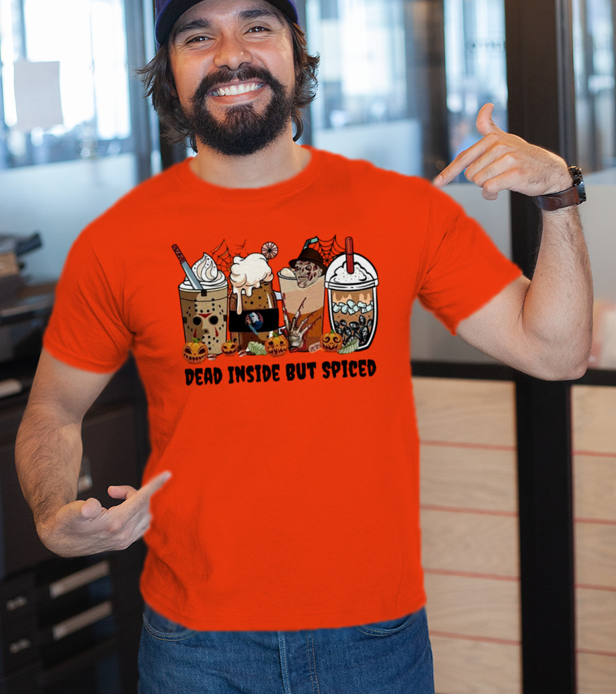 Dead Inside But Spiced Halloween Spooky Pumpkin Latte T-Shirt