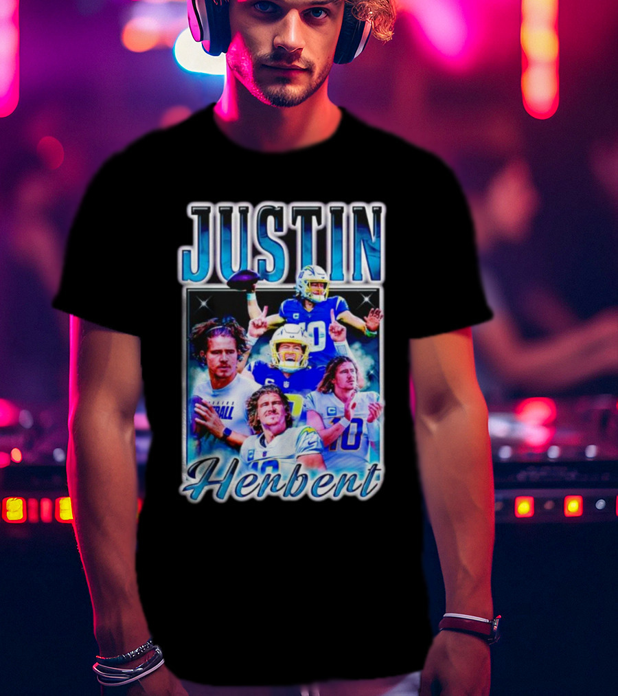 Justin Herbert Vintage Style 90S Sports 10 Helmet Football T-Shirt