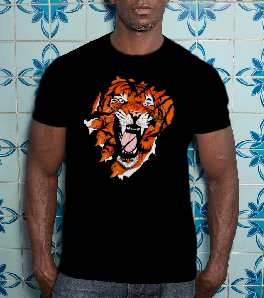 Cincinnati Bengals Roaring Tiger Face T-Shirt