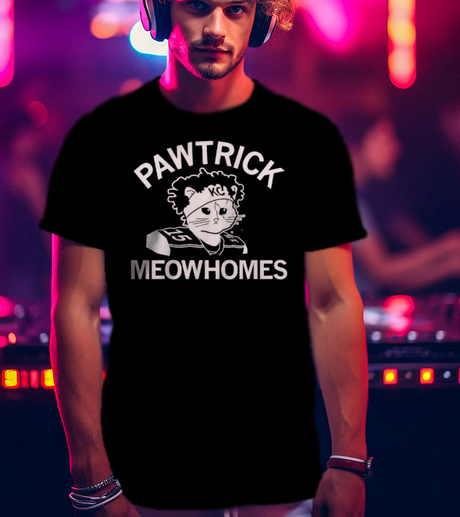 Pawtrick Meowhomes KC Cat Jersey With Headband Football T-Shirt