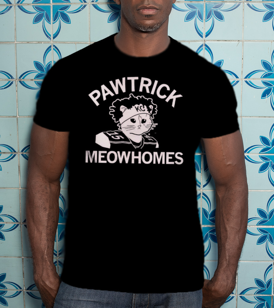 Pawtrick Meowhomes KC Cat Jersey With Headband Football T-Shirt