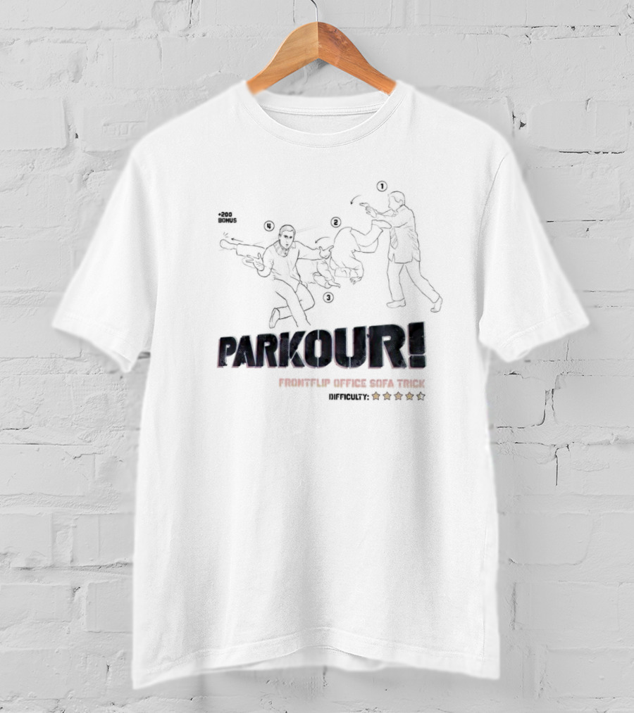 Parkour Frontflip Office Sofa Trick Bonus Difficult Five Star T-Shirt