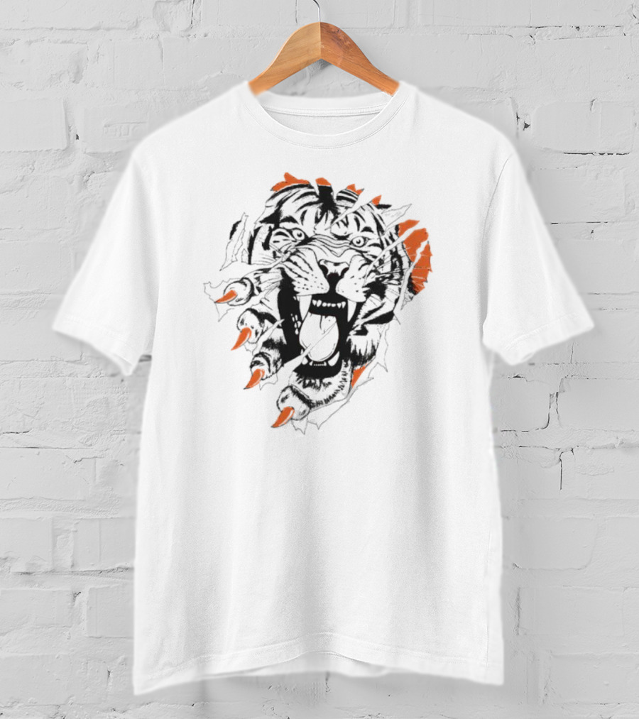 Sports Cin Roar Bengal Lion Head Roaring T-Shirt