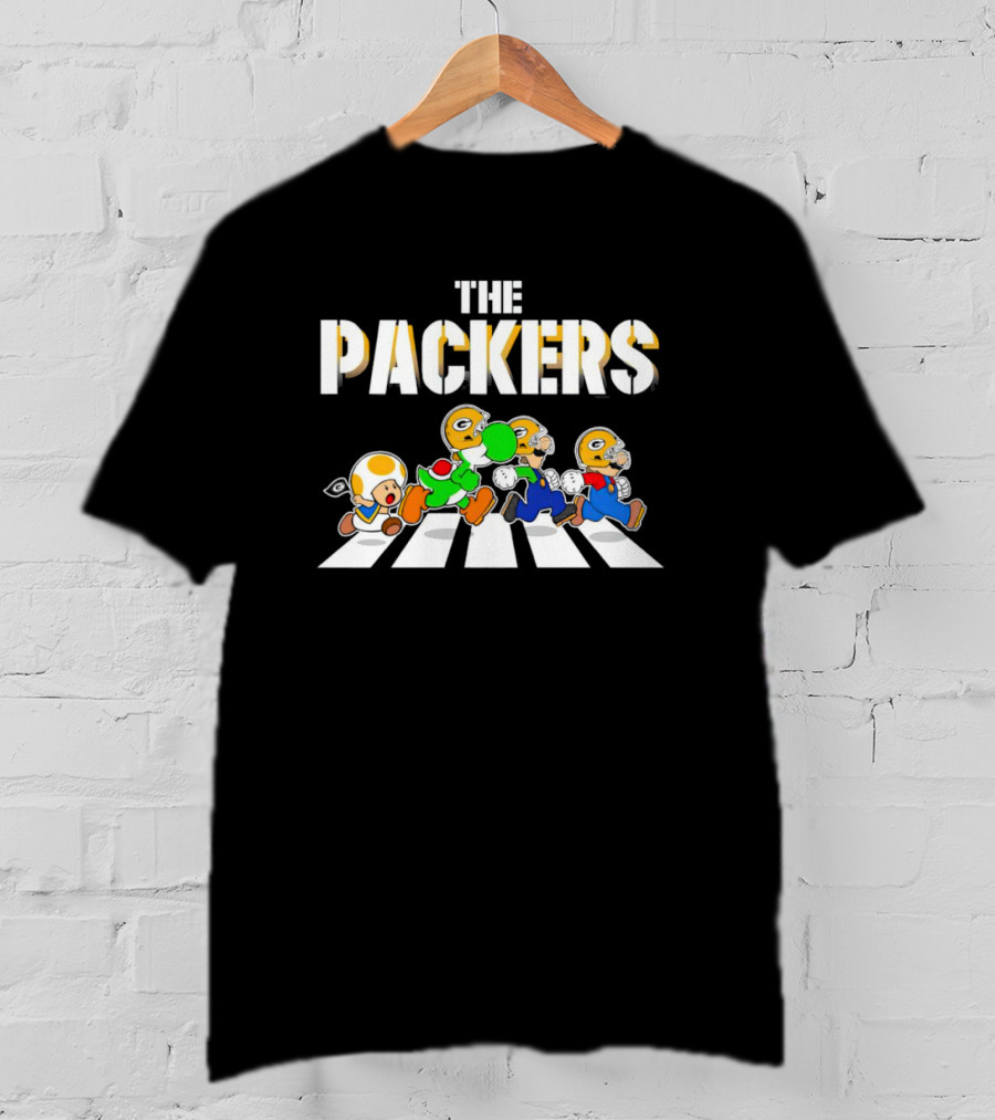 Super Mario Characters In The Packers Crossing T-Shirt