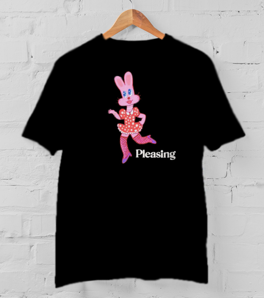 Pleasing Bunny In Red Polka Dot Dress With One Legged Pose T-Shirt