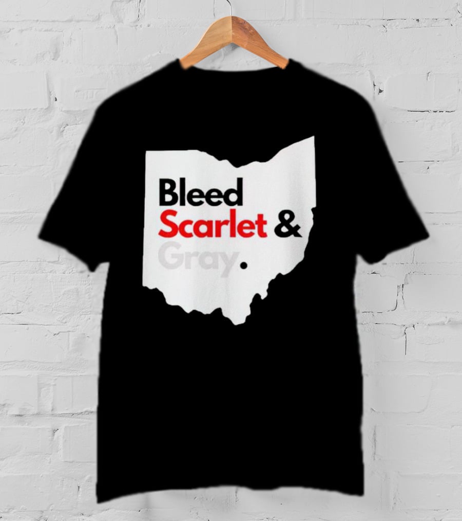 Ohio State Buckeyes Bleed Scarlet And Gray Map T-Shirt