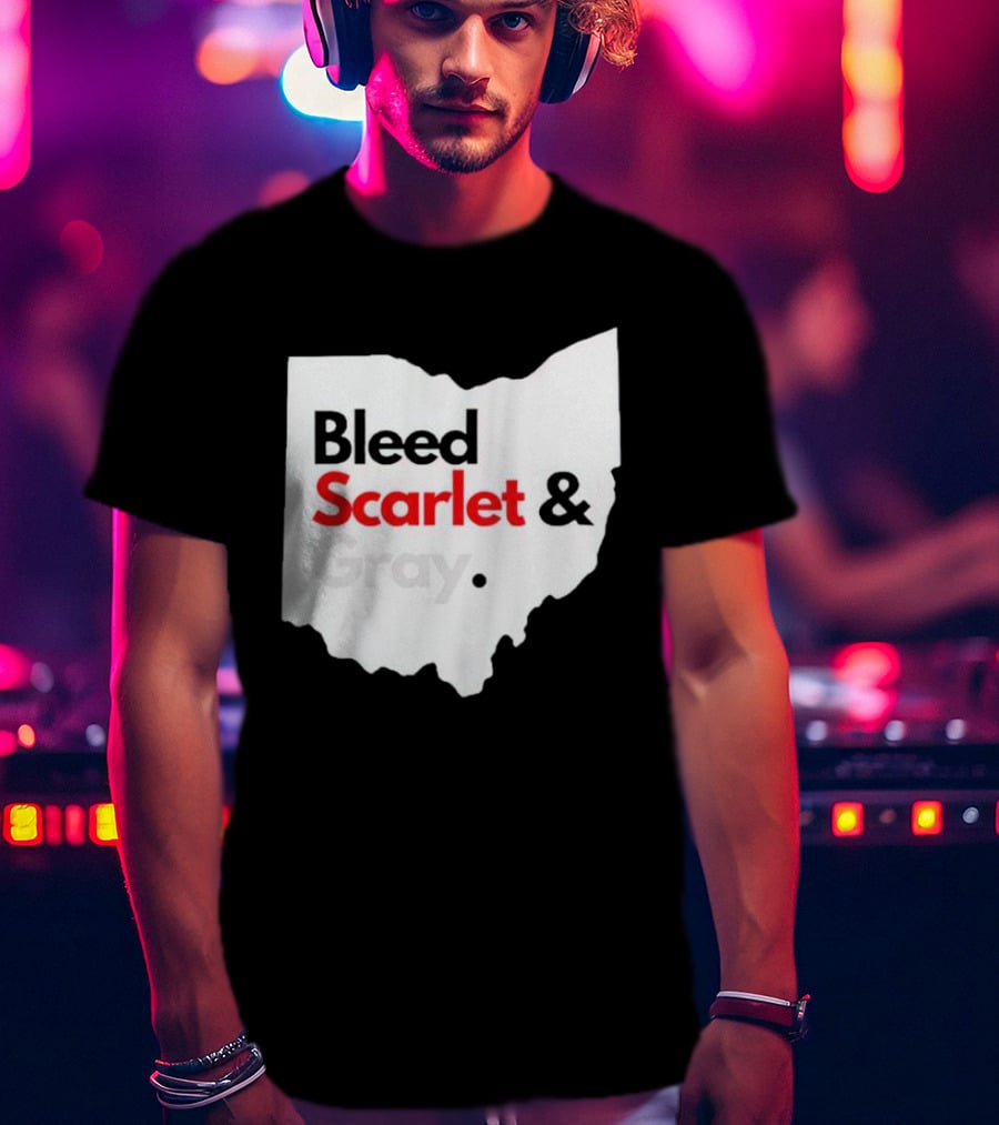 Ohio State Buckeyes Bleed Scarlet And Gray Map T-Shirt