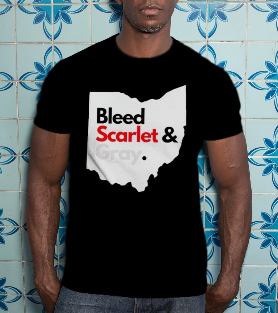 Ohio State Buckeyes Bleed Scarlet And Gray Map T-Shirt